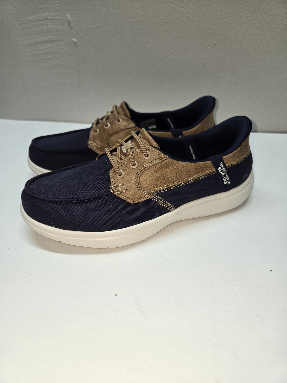 Skechers Navy and Tan Casual Boat Shoes